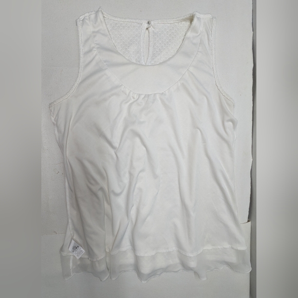 Studio Y White Knit Blouse Women's Sz XL sequin sleeveless lined Chiffon Y-1 - Picture 5 of 7